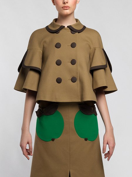 

Urban Color Block Collar Other Coat, Khaki, Others