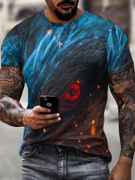 

Men Eagle Printing Animal Casual Regular Fit T-Shirt, Deep blue, T-shirts
