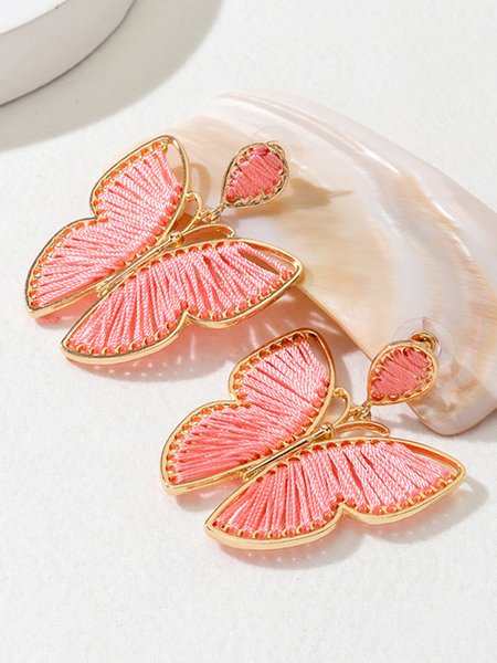 

Vintage Colorful Braided Butterfly Earrings Party Jewelry, Red, Earrings