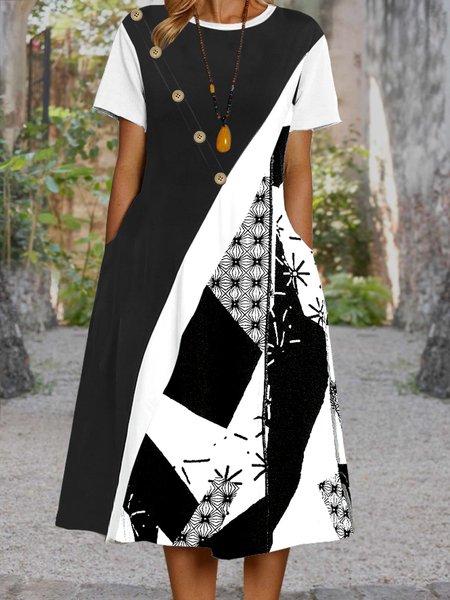 

Crew Neck Casual Dresses, Black, Dresses