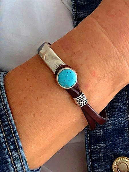

Boho Turquoise Button Bracelet, Blue, Bracelets