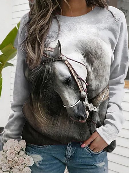 

Loose Crew Neck Casual Sweatshirt, Multicolor, Sweatshirts & Hoodies