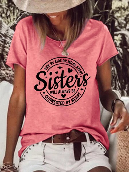 

Sister Will Always Be Connected By Heart Women's T-Shirt, Red, T-shirts