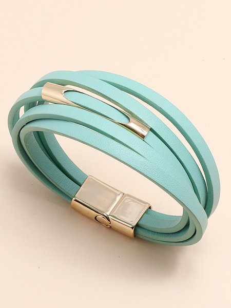 

Bohemian Leather Handmade Multilayer Ladies Bracelet Casual Bracelet, Aqua, Bracelets