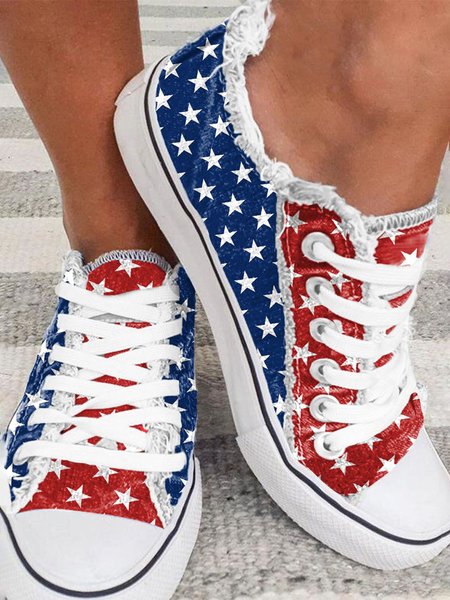 

American Independence Day Flag Commemorative Canvas Shoes, As picture, Sneakers