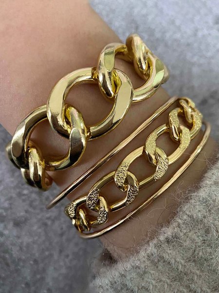 

3Pcs Vintage Casual Chain Multilayer Bracelet Set, Golden, Bracelets