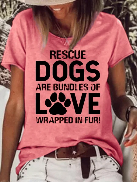 

Womens Dog Lover Casual Crew Neck T-Shirt, Red, T-shirts