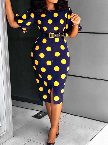 

Urban Skinny Polka Dots Midi Dress, Yellow, Midi Dresses