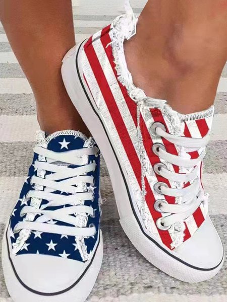 

American Independence Day Flag Commemorative Canvas Shoes, As picture, Sneakers