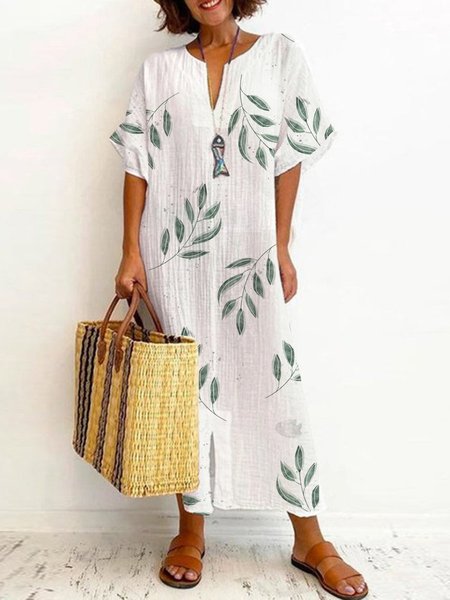 

Loose Raglan Sleeve Vacation Dresses, White, Dresses