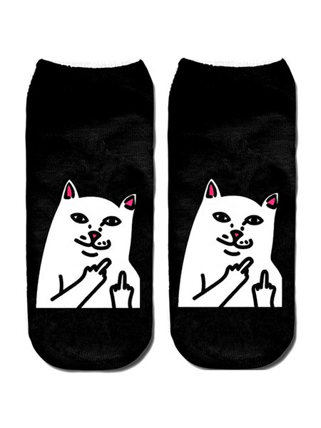 

Casual Cat All Season High-Elastic Commuting Best Sell Cotton-Blend Ankle Socks Regular Socks for Women, Color3, Socks
