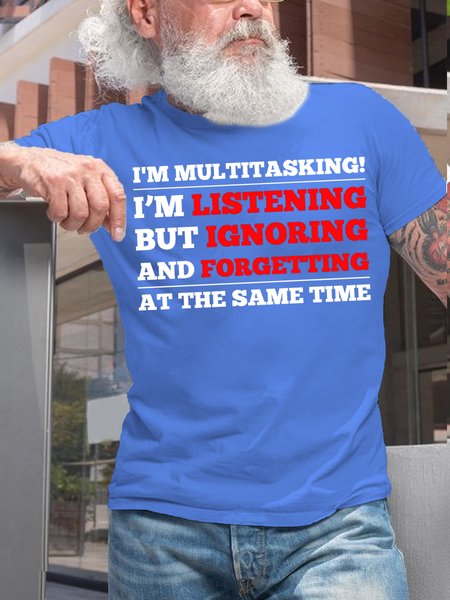 

I'M MULTITASKING Crew Neck Cotton T-Shirt, Light blue, T-shirts