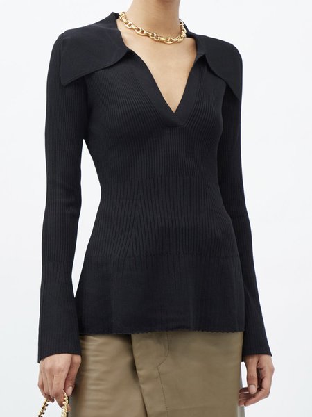 

Plain Simple Long Sleeve Sweater, Black, Pullovers