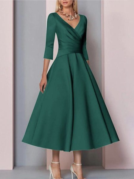 

Plain Regular Fit Elegant Midi Dress, Green, Maxi Dresses