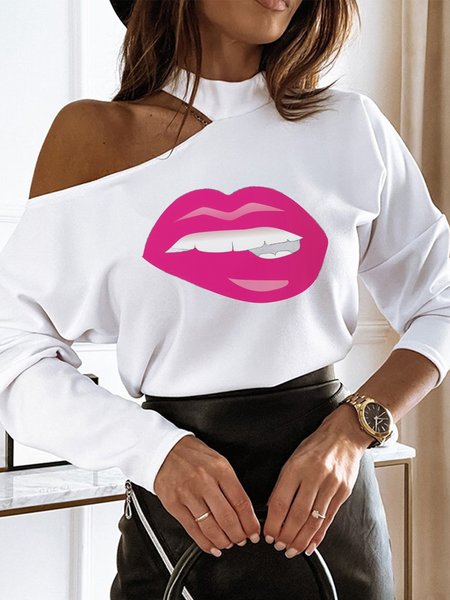 

Simple Long Sleeve Regular Fit Top, White, Tops