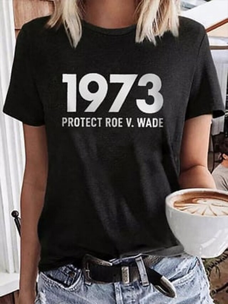 

Casual Cotton-Blend Text Letters Regular Fit T-Shirt, Black, Shirts & Blouses