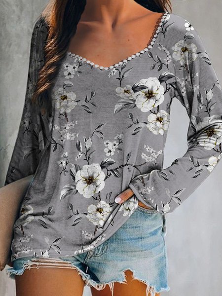 

Cotton-Blend Casual T-Shirt, Gray, T-Shirts