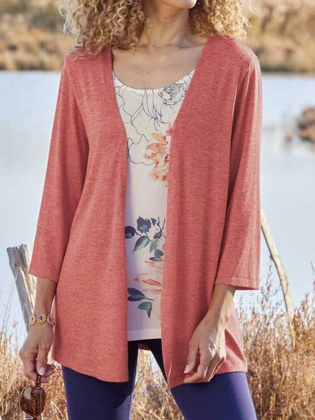 

Casual Cotton-Blend Loose Other Coat, Red, Sweaters