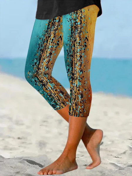 

Geometric Casual Cotton-Blend Leggings, Multicolor, Leggings