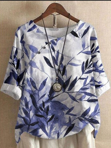 

Leaf Loose Casual Top, Dark blue, Shirts & Blouses