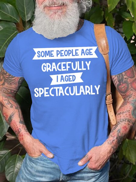 

I AGED SPECTACULARLY Crew Neck Casual T-Shirt, Light blue, T-shirts