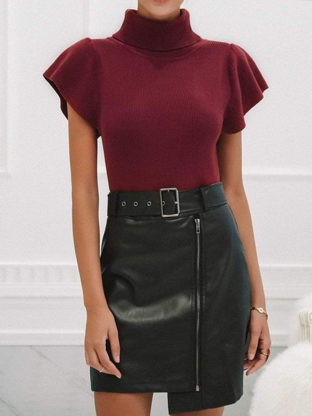

Autumn Short sleeve H-Line High Elasticity Plain Tight Daily Sweater, Datered, Sweaters