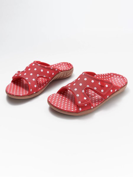 

Women Polka Dots Casual Summer Slip On Round Toe Fabric Fabric Polyurethane Strappy Sandals Sandals, Red, Sandals