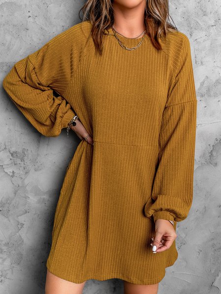 

Basic holiday pit stripe cotton blend midi Dress smock dress Plus Size, Yellow brown, Dresses