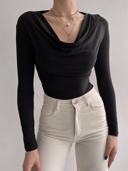 

Regular Fit Simple Long Sleeve T-Shirt, Black, Tees