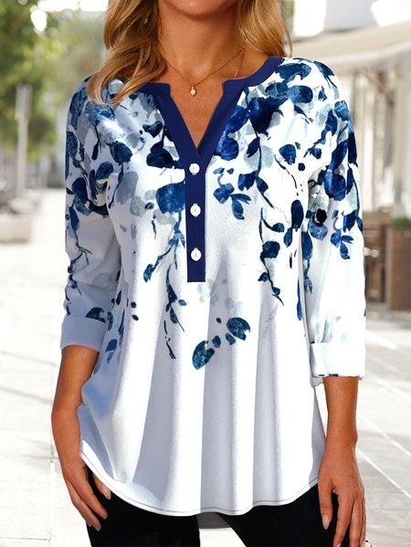 

Casual V Neck Regular Fit Top, White, Shirts & Blouses
