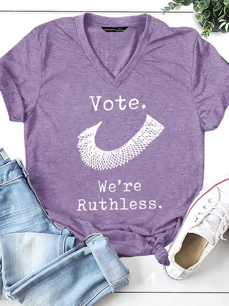 

Womens Women Vote We're Ruthless V-Neck T-Shirt, Purple, T-shirts