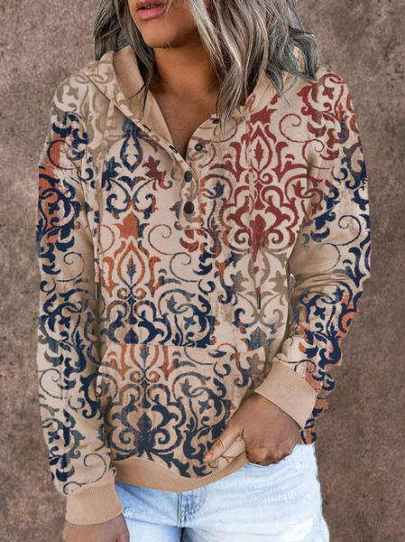 

Casual Hoodie Ethnic Loose Sweatshirts, Multicolor, Sweatshirts & Hoodies