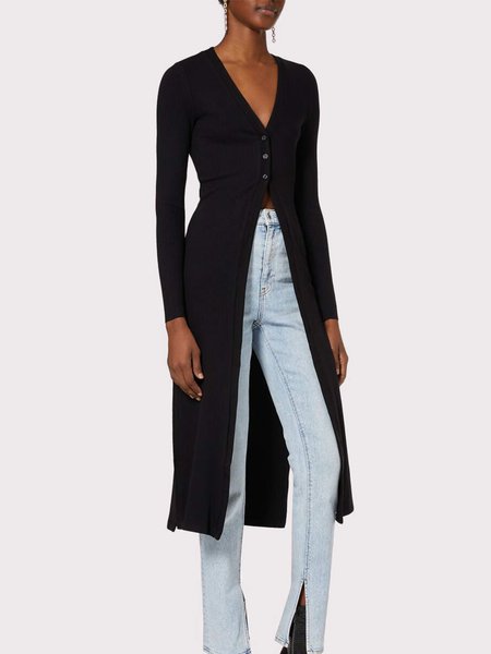 

Daily Long Simple Plain Mid-Long Coat, Black, Others