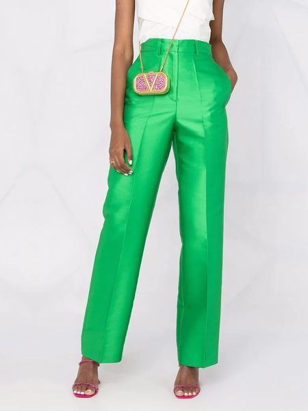 

Autumn H-Line Commuting No Elasticity Urban Fashion Pants, Green, Wide Leg Pants
