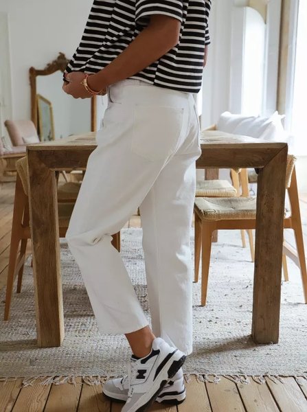 

Loose Cotton Plain Casual Pants, White, Pants