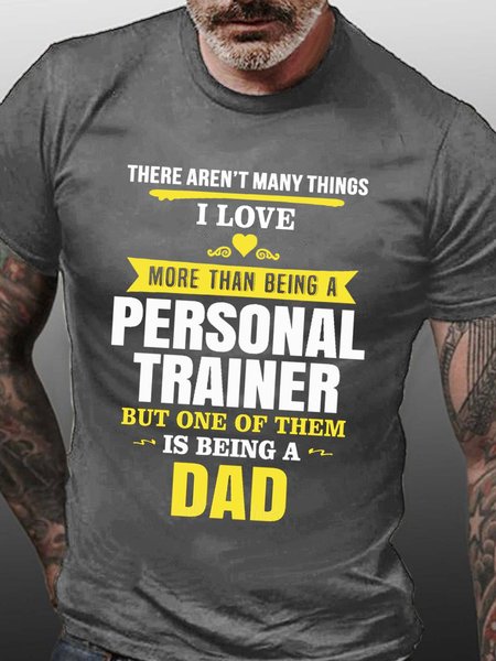 

Men Father Figure Letter Fit Casual T-Shirt, Gray, T-shirts