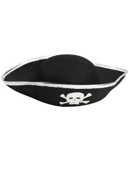Halloween Captain Pirate Hat Decorative Hat, Silver, Men Hats &Scarves&Gloves