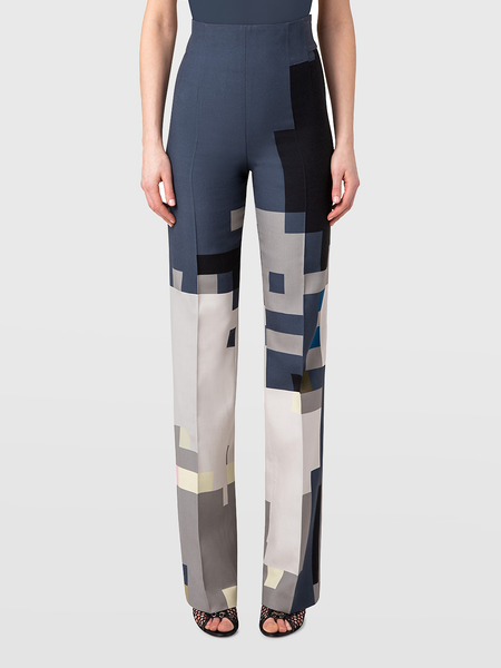 

Autumn High Waist H-Line Commuting Geometric Urban Fashion Pants, Gray, Wide Leg Pants