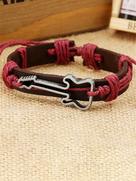 

Mens Vacation Guitar Jewelry Accessories Leather Bracelet, Red, Men Bracelets