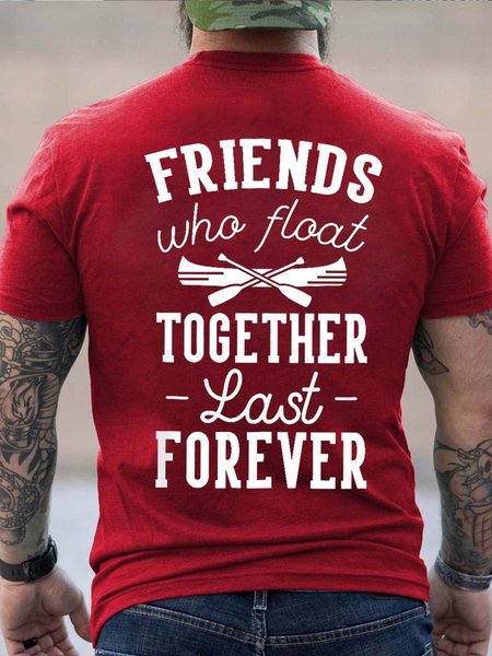 

Men Friends Letter Vintage Cotton T-Shirt, Red, T-shirts