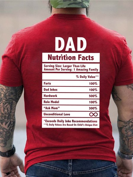 

Men Dad Letter Printing Casual T-Shirt, Red, T-shirts