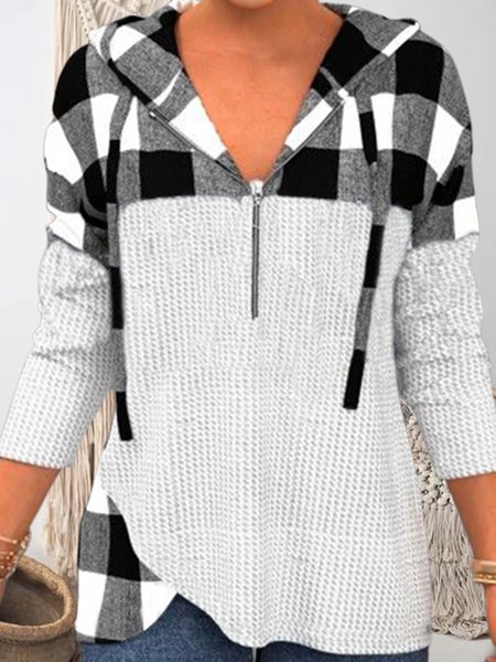 

Casual Plaid Autumn Polyester V neck Daily Loose Long sleeve Regular Sweatshirts for Women, Multicolor, Hoodies & Sweatshirts