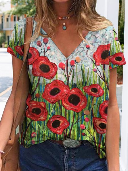 

Rose holiday flower top T-shirt plus size, Multicolor, Shirts & Blouses