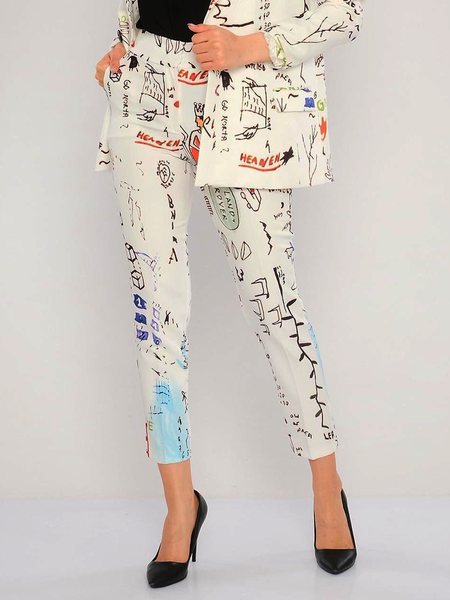 

Autumn H-Line Regular Fit Regular Fit Urban Fashion Commuting Pants, Off white, Cropped Pants