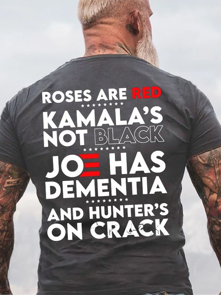 

Mens Roses Are Red Kamala's Not Black Crew Neck Cotton T-Shirt, Deep gray, T-shirts