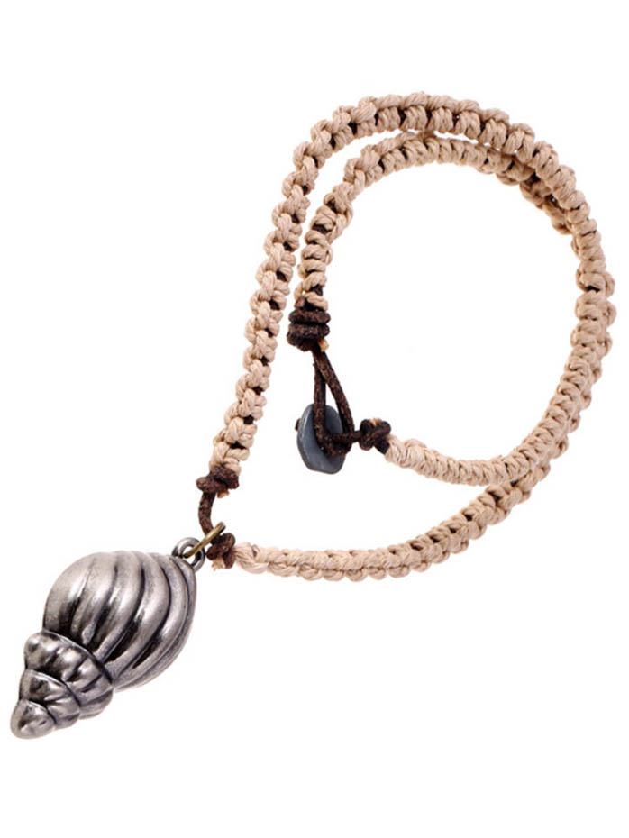 

Men's Vintage Braided Leather Conch Pendant Necklace, One-size, Men Bracelets