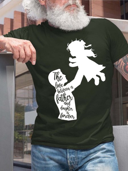 

Men Father Letter Printing Figure T-Shirt, Darkgreen, T-shirts