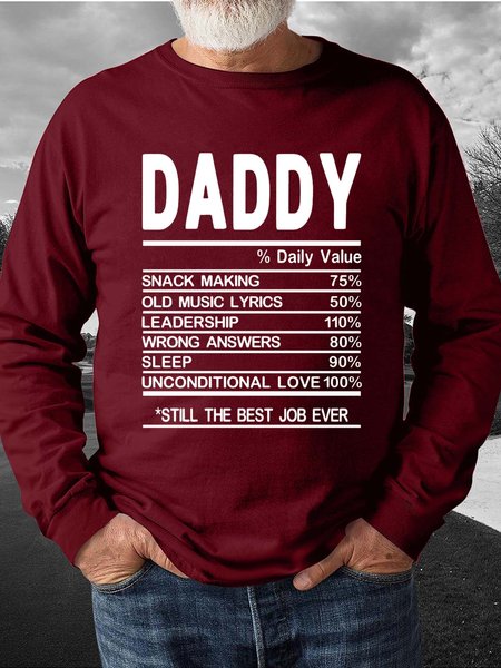 

Men Father Letter Printing Figure Casual Sweatshirt, Red, Hoodies&Sweatshirts