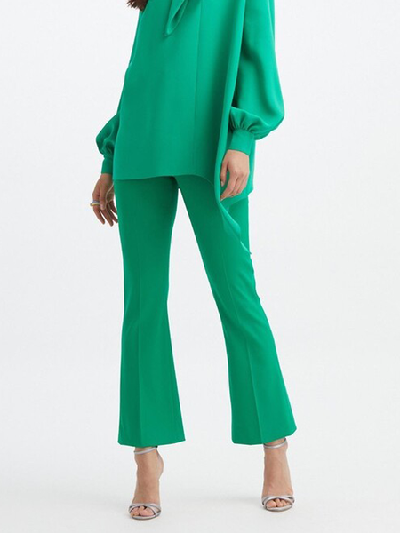 

Autumn Commuting Regular Fit H-Line Urban Plain Fashion Pants, Green, Wide Leg Pants