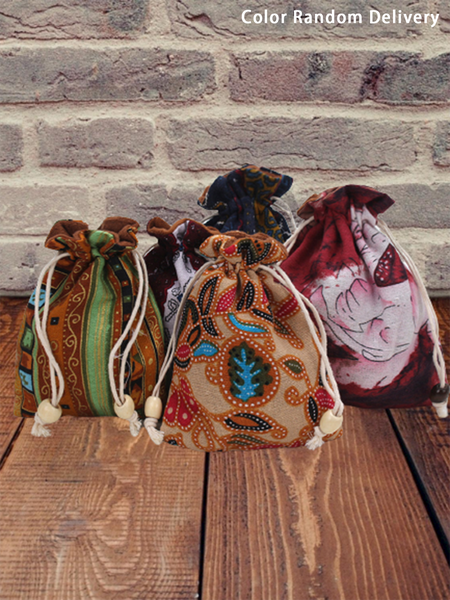 Ethnic Style Encrypted Fluff Bundle pocket Jewelry Bracelet Storage Bag, As picture, Home